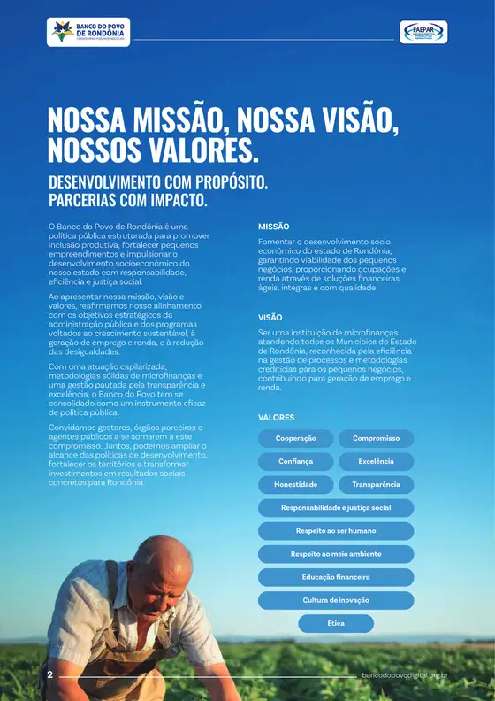 Página 2: Missão, visão e valores